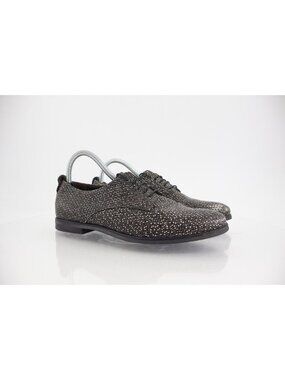 AGL Derby Loafers Womens 39.5 9.5 Black Speckled Leather Lace Up Flat Shoes